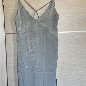 Silky shimmery blue silver slip dress strappy